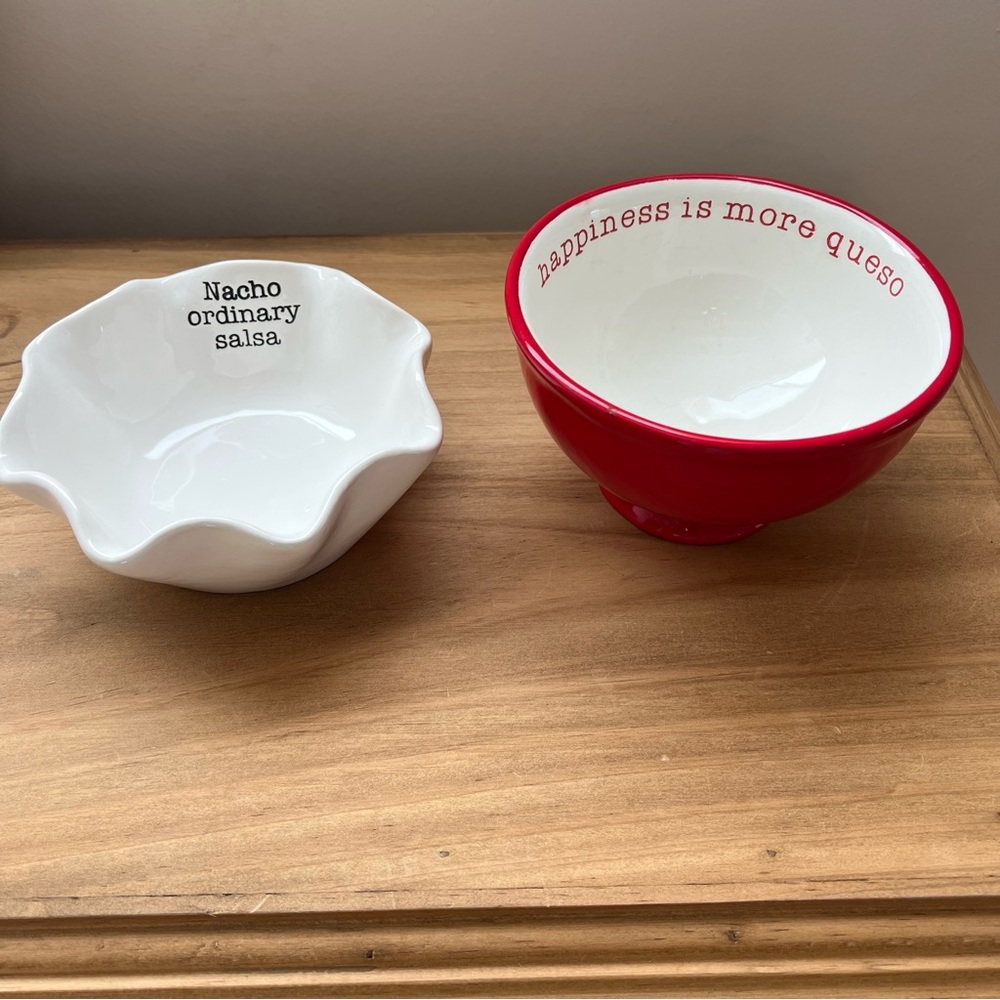 Red and White Ceramic Dip Bowls